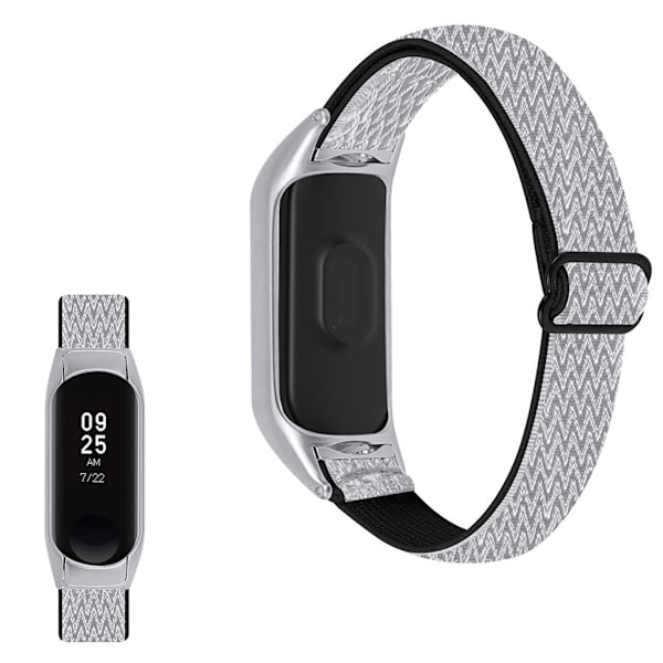Xiaomi Mi Smart Band 4 / 3 nylon elastisk urrem - Sort / Hvid White