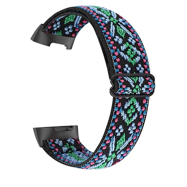 Elastinen nailon + kuvioitu kellohihna Fitbit Charge 5 - Vihreä Green