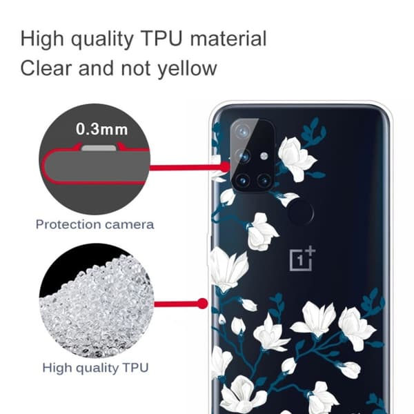 Deco OnePlus Nord N10 5G skal - Vit Blomma Vit