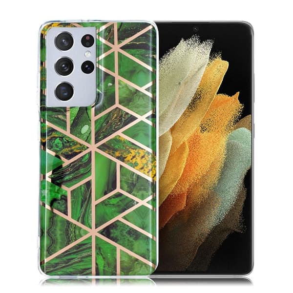 Marble Samsung Galaxy S21 Ultra etui - grøn Green