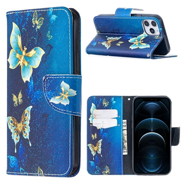 Wonderland iPhone 12 Pro / iPhone 12 flip etui - Blå Sommerfugl Blue