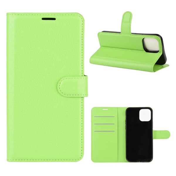 Litchi Texture Leather Wallet Shell Stand Phone Case iPhone 12 P Green