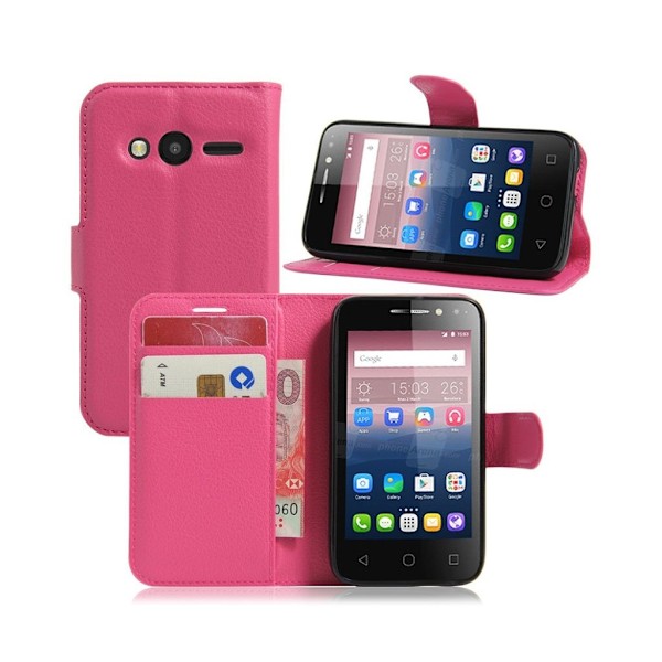 Mankell Alcatel OneTouch Pixi 4 (4) Nahkakotelo Lompakko - Kuuma Pinkki Pink