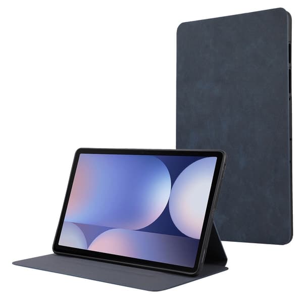 Samsung Galaxy Tab S10 Plus Shockproof Case Vegan Leather Tablet Cover with Stand - Blue Blue