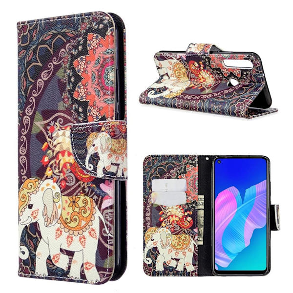 Wonderland Huawei P40 Lite E flip case - Blomster og Elephant Multicolor