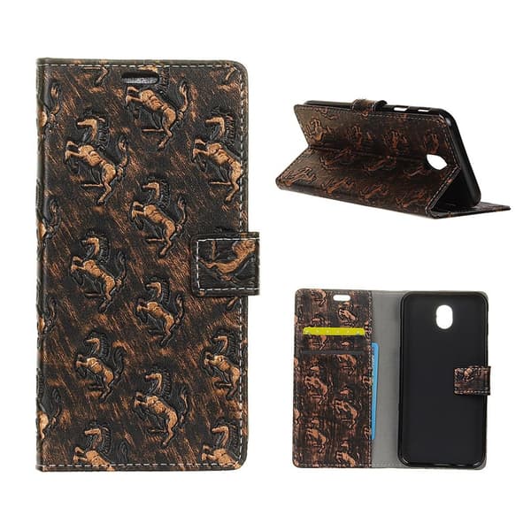 Samsung Galaxy J7 (2017) Sejt læder etui - Heste Brown