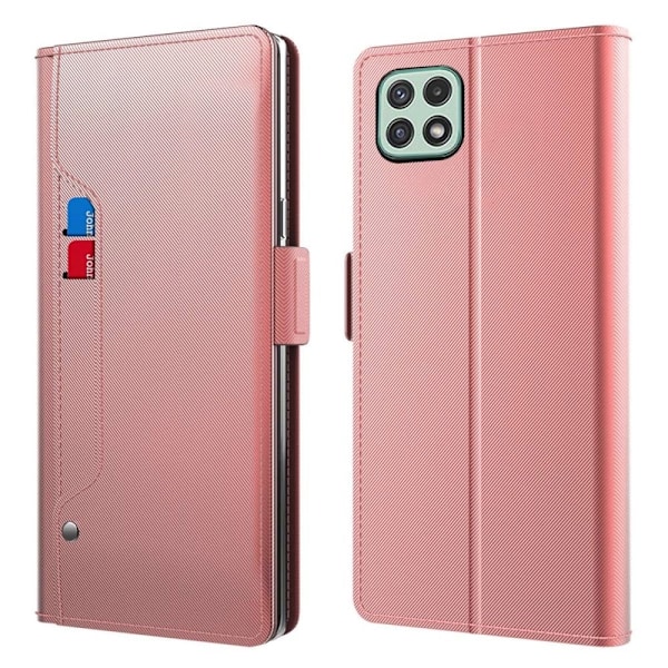 Phone Suojakotelo With Make-up Mirror And Slick Design For Samsung Galaxy A22 5G - Ruusukulta Pink