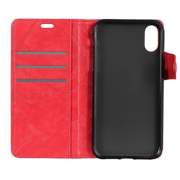 Crazy Horse iPhone Xs Max S-formet læder flip cover - Rød Red