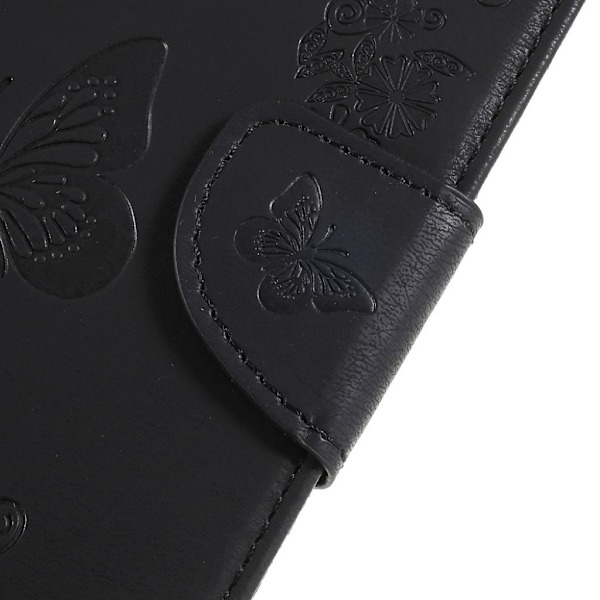 Butterfly läder Samsung Galaxy A8 (2018) fodral - Svart Svart