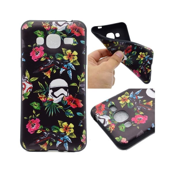 Samsung Galaxy J3 (2016) silikonskal - Blomma & Stormtrooper multifärg