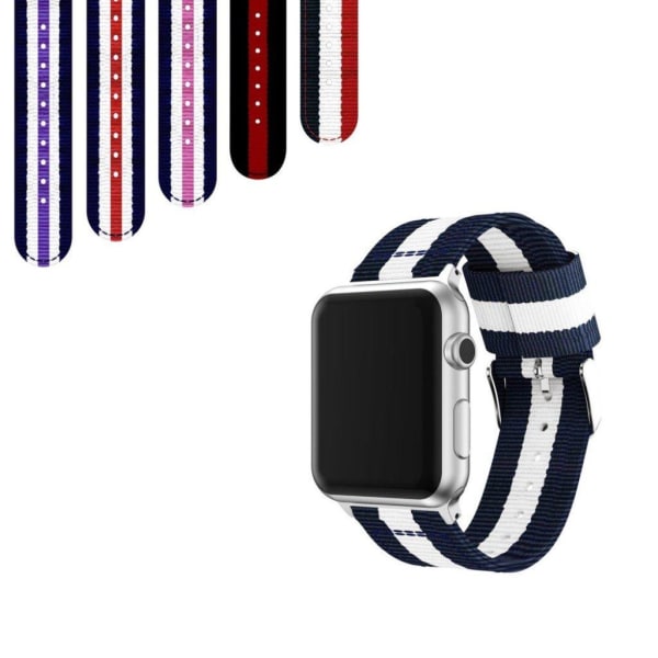 Apple Watch Series 4 44mm kellonauha nylonista - Sininen / Valkoinen Blue