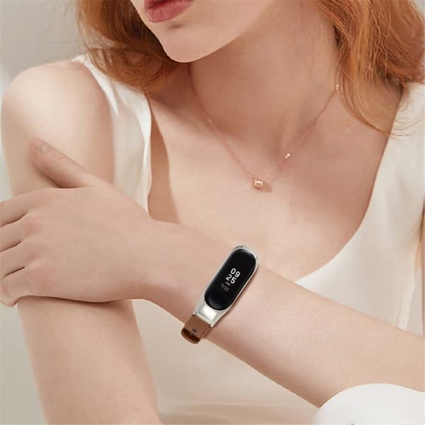 Xiaomi Mi Band 7 urrem i okselæder med sort cover - Brun Brown