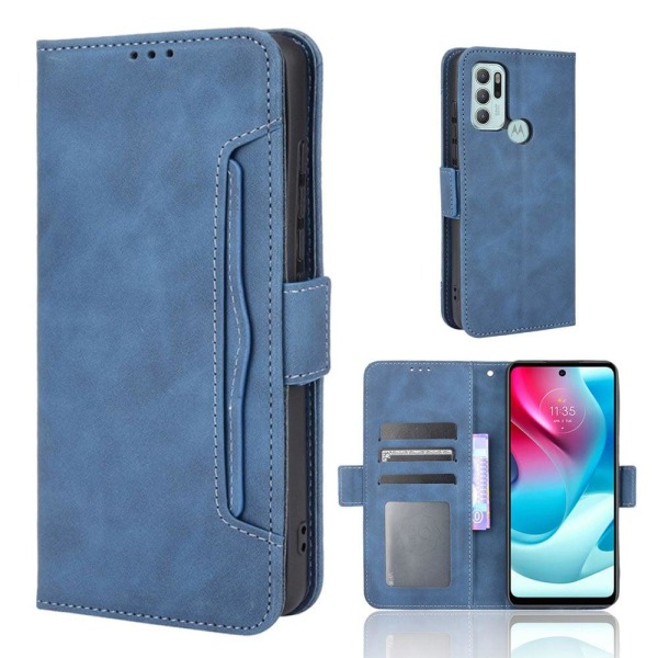 Modern-styled Læder Pung Etui til Motorola Moto G60s - Blå Blue