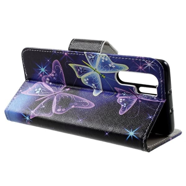 Huawei P30 Pro kryds tekstur læder flip etui - Flotte Sommerfugle Multicolor