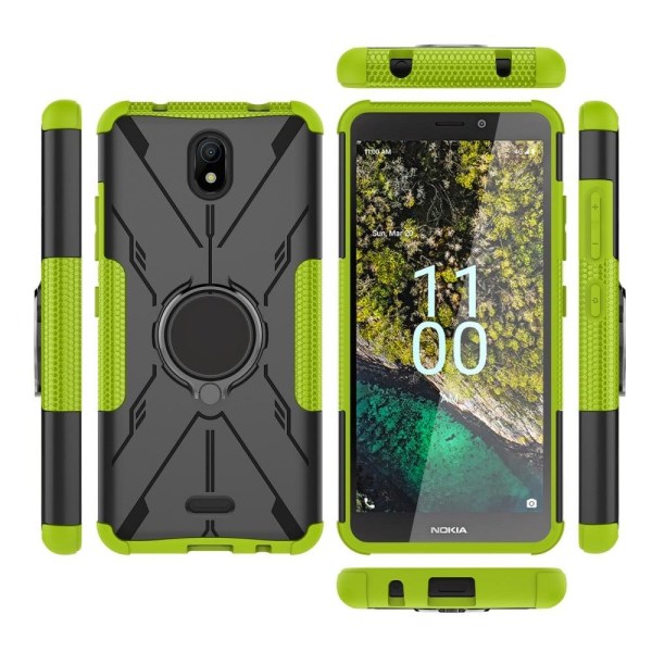 Kickstand cover with magnetic sheet for Nokia C100 - Green Grön