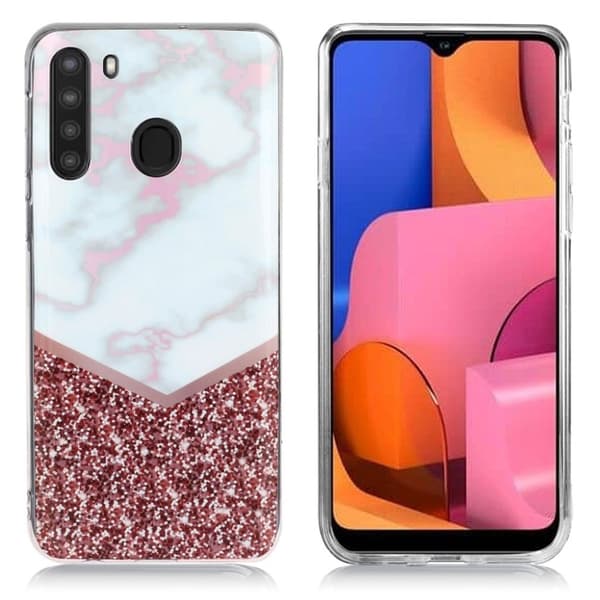 Glitter Samsung Galaxy A21 skal - Vit Vit