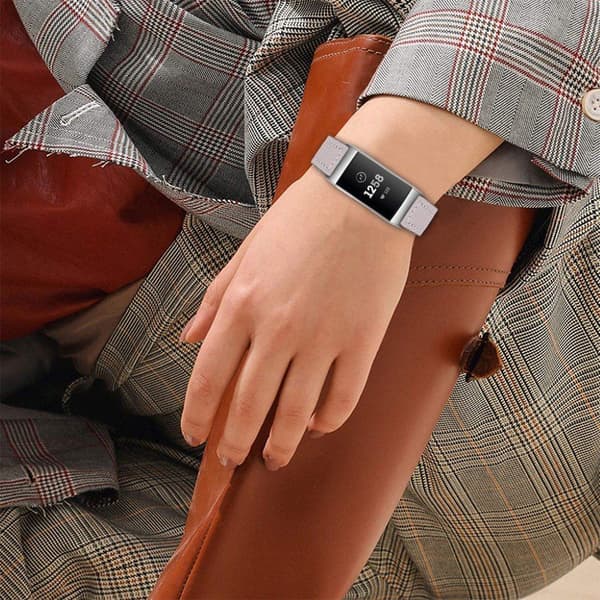 Fitbit Charge 3 læder ægte læder Urrem - Lilla Purple