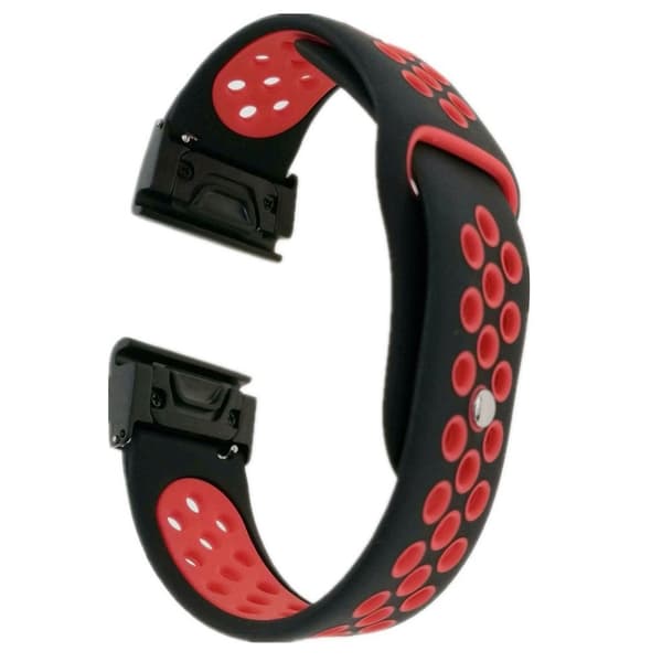 Garmin Fenix 5X 26mm tofarvet silikoneurrem - sort / rød Multicolor