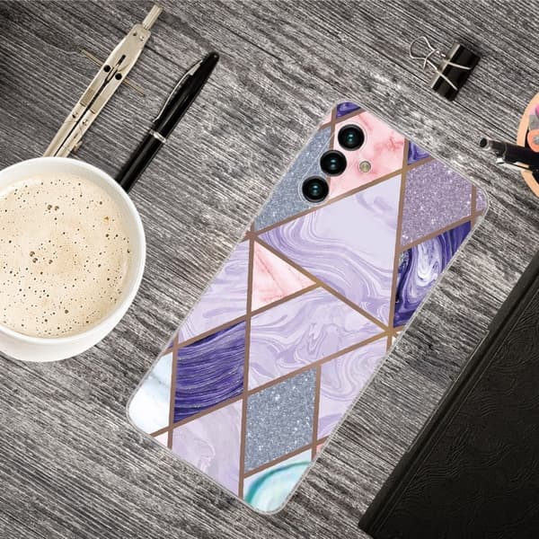 Marmormotiv Samsung Galaxy A13 5G skal - Trianglar I Diamantmarmor multifärg
