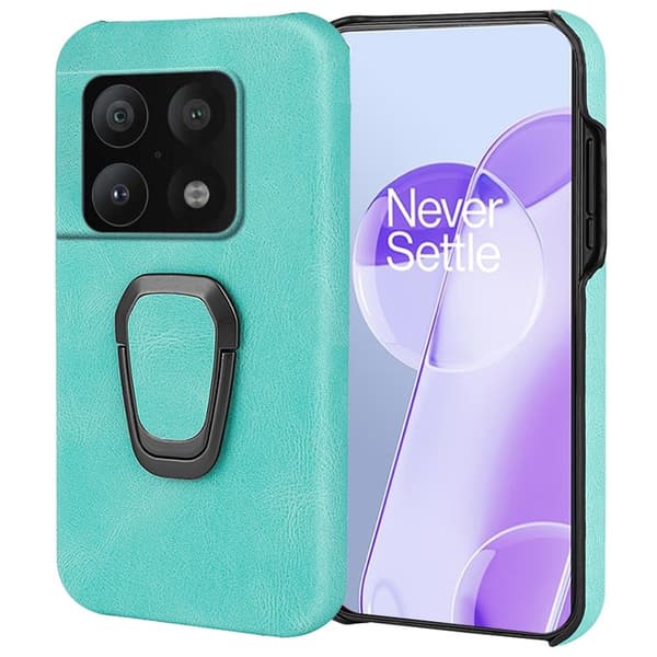 Stötsäkert läderfodral med oval kickstand för OnePlus 10 Pro - Matcha Grön Grön