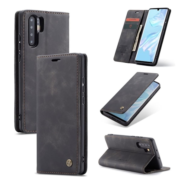 CASEME Huawei P30 Pro retro læderetui - Sort Black