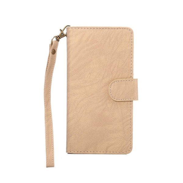 Læder-etui til smartphones, størrelse: 14.5x7.5x1.8cm - Abrikos Beige
