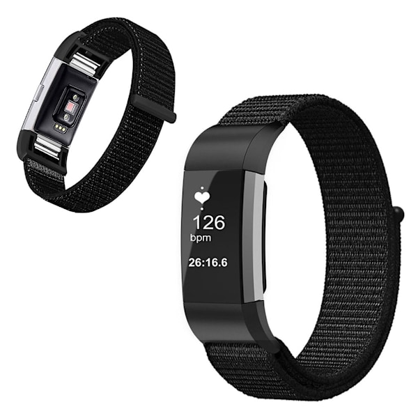 Fitbit Charge 2 urrem i nylon - Sort Black