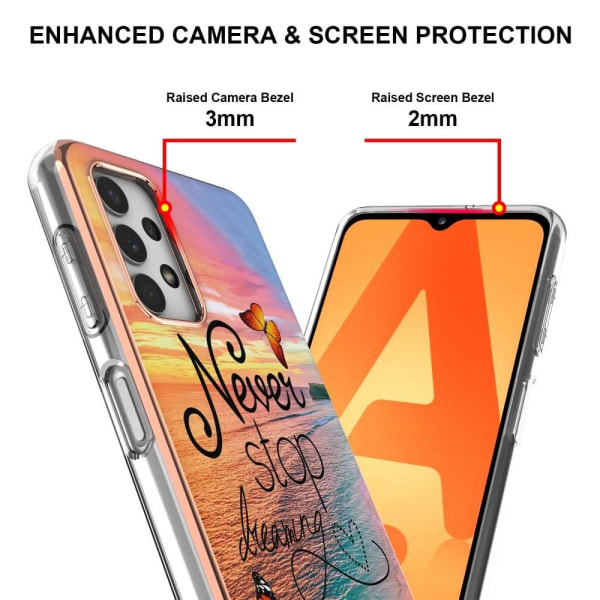 Marmormotiv Samsung Galaxy A23 skal - Sluta Aldrig Drömma multifärg