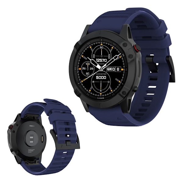 Garmin Fenix 6 / Fenix 5 Plus / Fenix 5 / Forerunner 935 / Quatix 5 / Quatix 5 Sapphire / Approach S60 / Instinct klockarmband i silikon - Mörkblå Blå