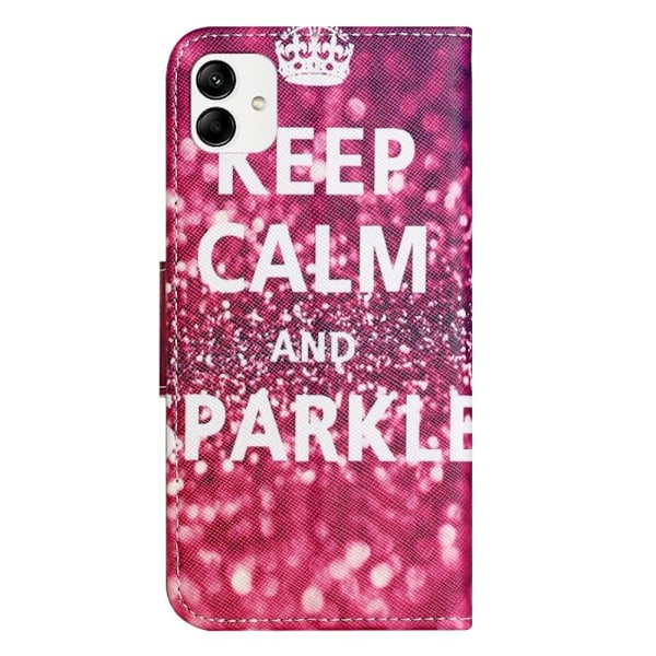 Wonderland Samsung Galaxy A04e Flip Etui - Keep Calm og Sparkle Pink