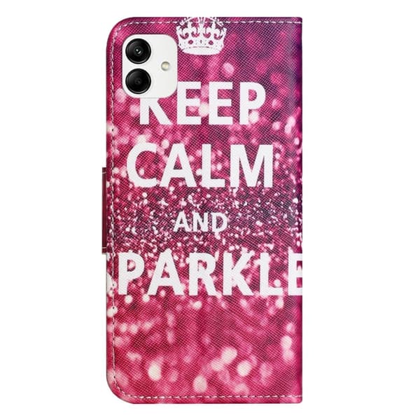 Wonderland Samsung Galaxy A04e Flippetui - Keep Calm og Sparkle Pink