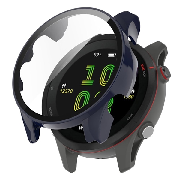 Garmin Forerunner 255S cover with tempered glass screen protector - Midnight Blue Blå
