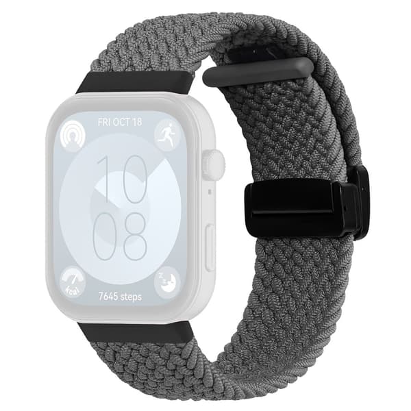Huawei Watch Fit 3 Replacement Braided Band Magnetic Buckle Watch Strap - Grey Silver grey