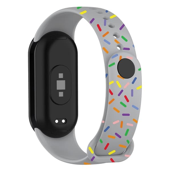 Xiaomi Smart Band 8 silikonerem med farvet prikmønster - Grå Silver grey