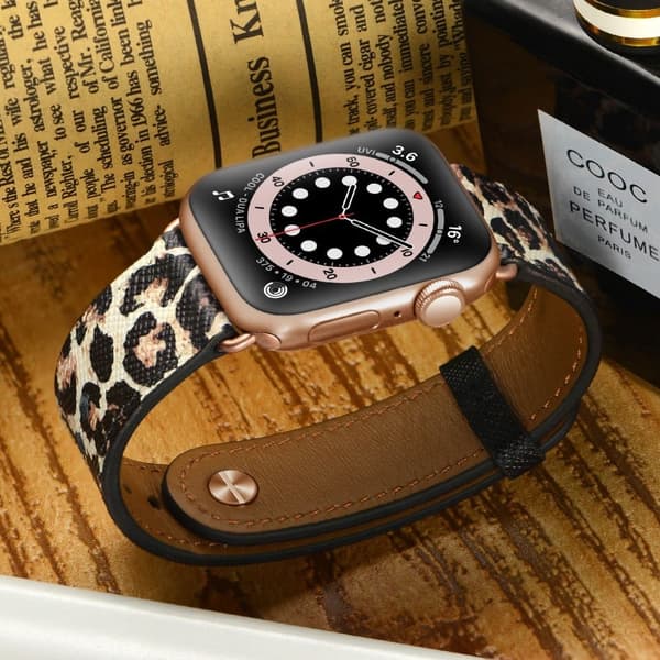 Apple Watch Series 49mm - 45mm - 44mm - 42mm Universal klockarmband - Leopard Brun