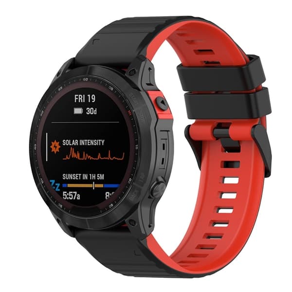 22 mm dubbelfärgat silikonarmband för Garmin-klocka - Svart / Röd Svart