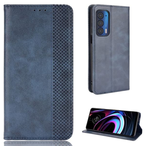 Bofink Vintage Motorola Edge (2021) Læder Etui - Blå Blue