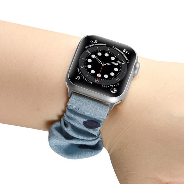 Apple Watch 42mm - 44mm elastisk klokkerem i hårbåndstil - Blå Prikk / Størrelse: L Blue