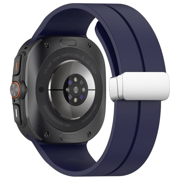 Samsung Galaxy Watch Ultra 47mm Silikon Smartwatch Armband Handledsarmband med Silver Magnetiskt Fällbart Spänne - Midnattsblå Blå