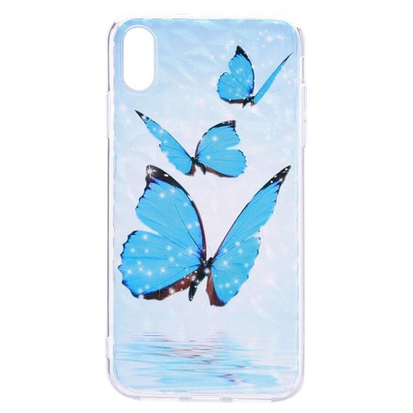 Butterfly läder iPhone Xs Max fodral - Blå Blå