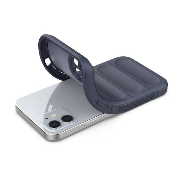 Pehmeä kahva muotoiltu kuori iPhone 12 - Tummansininen Blue