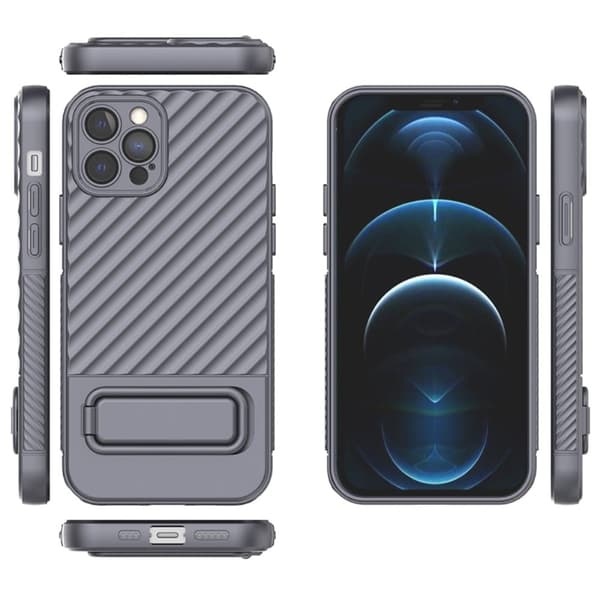 Beskyttende anti-ripe deksel med støtte for iPhone 12 Pro - Sølv/Grå Silver grey