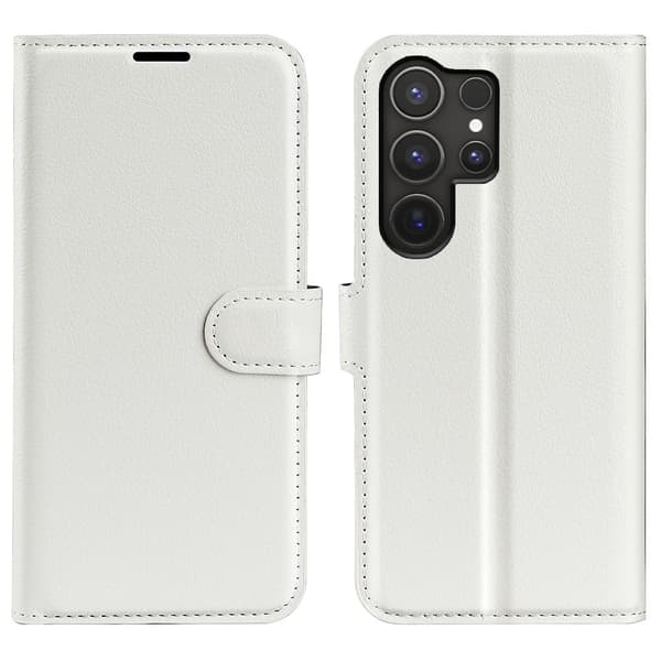 Klassisk Samsung Galaxy S25 Ultra flip etui - Hvid White