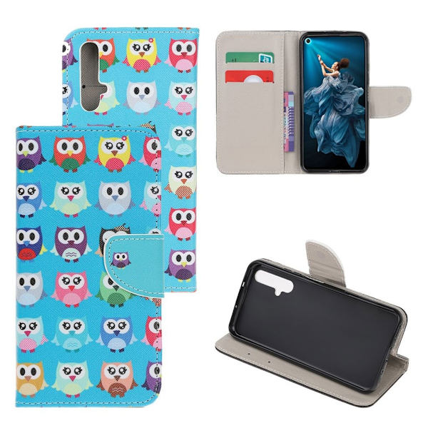 Wonderland Honor 20 etui - Mange Søde Ugler Blue