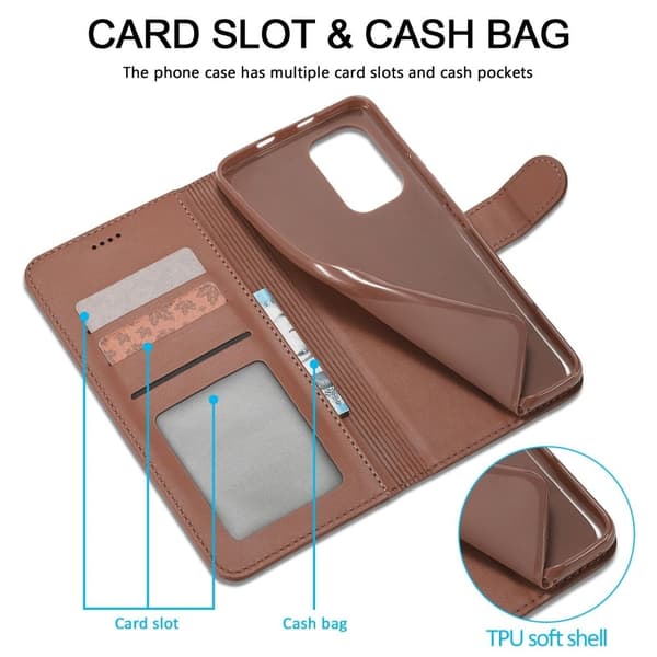 LC.IMEEKE Xiaomi Redmi Note 11E / 11 Prime 5g / M4 5g Flippetui - Brun Brown