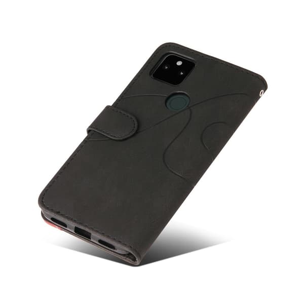 Texturerat läder Google Pixel 5a fodral med handledsband - Svart Svart