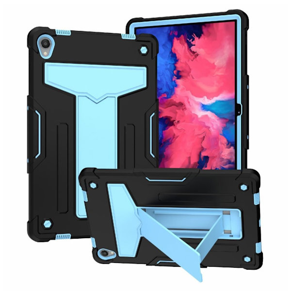Lenovo Tab P11 T-Shaped kickstabd + silikonecover - Sort / Blå Blue