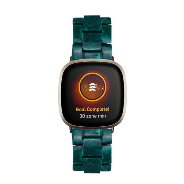 Fitbit Sense 2 / Versa 4 harpiksrem med metalspænde - Sortliggrøn Green