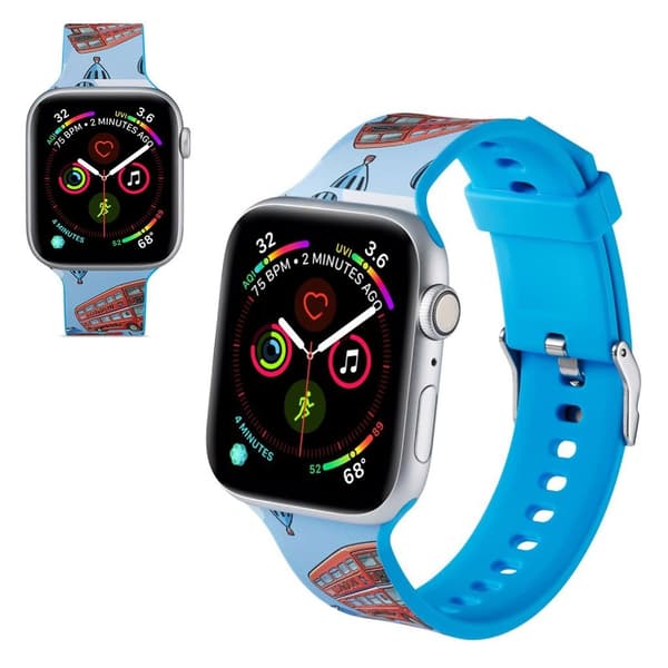 Apple Watch Series 5 40mm mönster silikon klockarmband - dubbel-deck Bar Blå