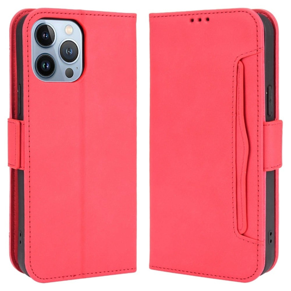 Moderne iPhone 14 Plus læderetui med pung - Rød Red